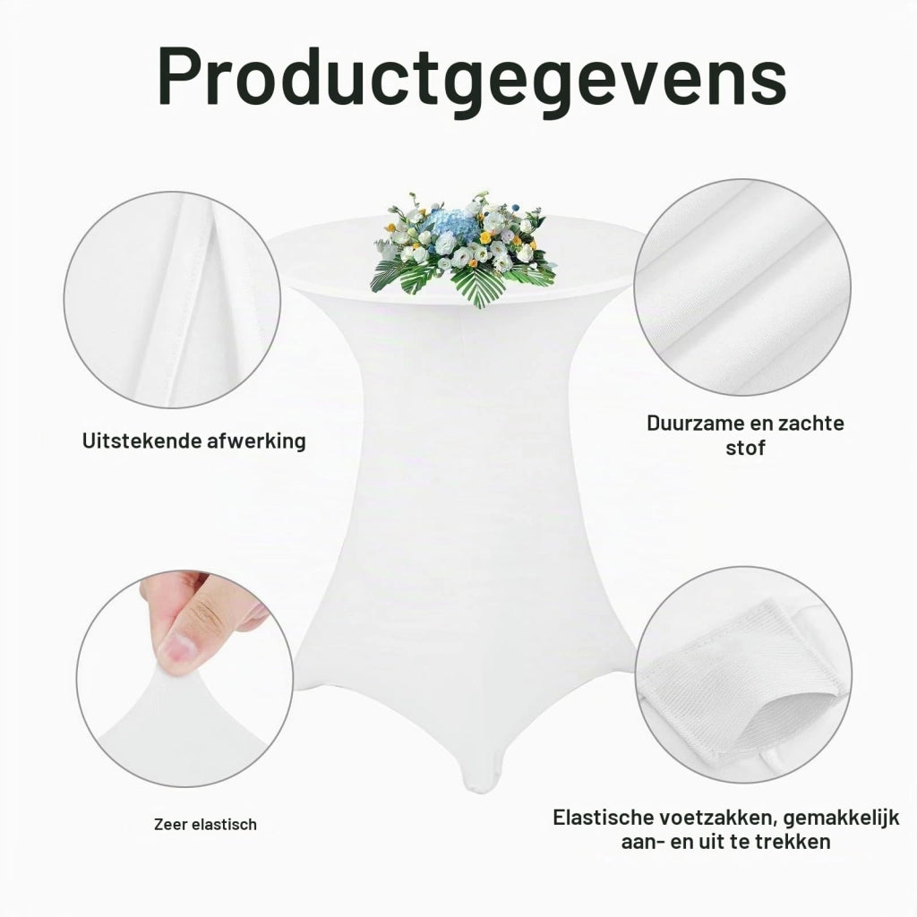 Tovaglia rotonda, 76x110 cm, bianca, elasticizzata, antiscivolo