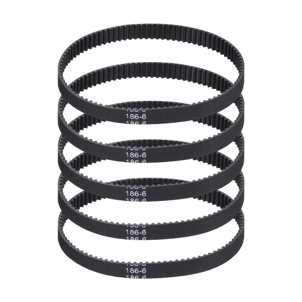 Cinghia di trasmissione GT-2, 186 mm, confezione da 5 pezzi, larghezza 6 mm, passo 2 mm