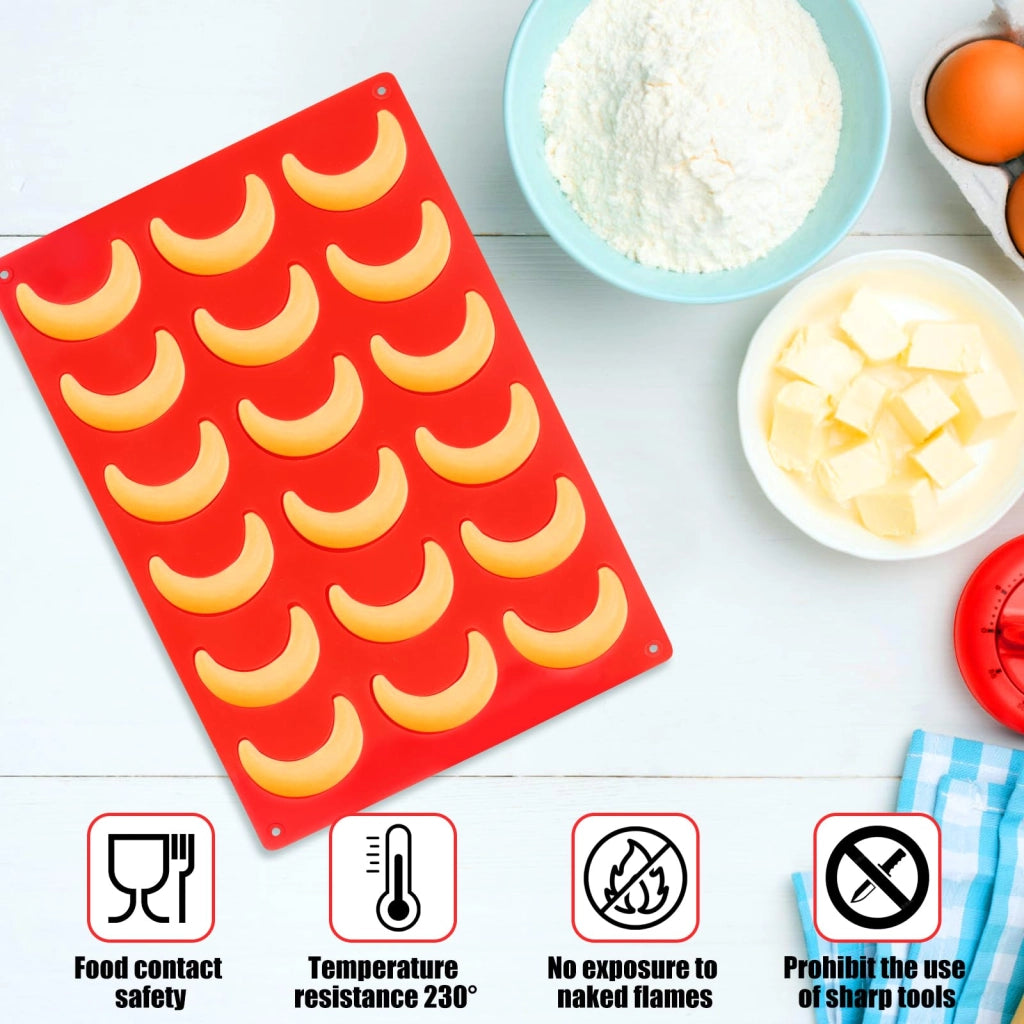 Stampi in silicone per biscotti "Vanillekipferl", 18 stampi, set da 3