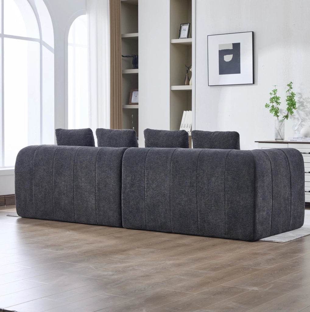 Divano modulare a 2 elementi in velluto grigio scuro 260 cm