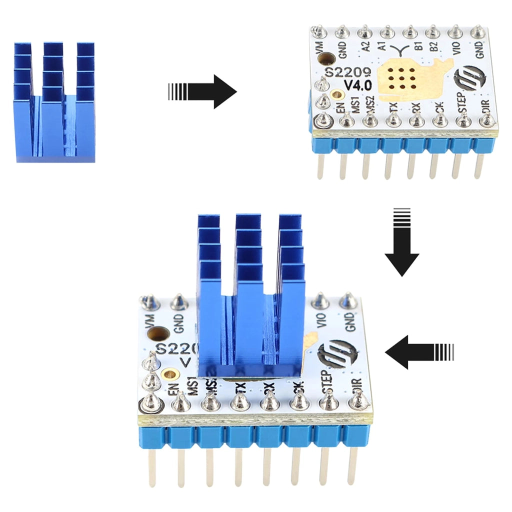 Driver per motori passo-passo TMC2209 V2.1, confezione da 5 pezzi, 256 microstep, 2,8 A, colore bianco