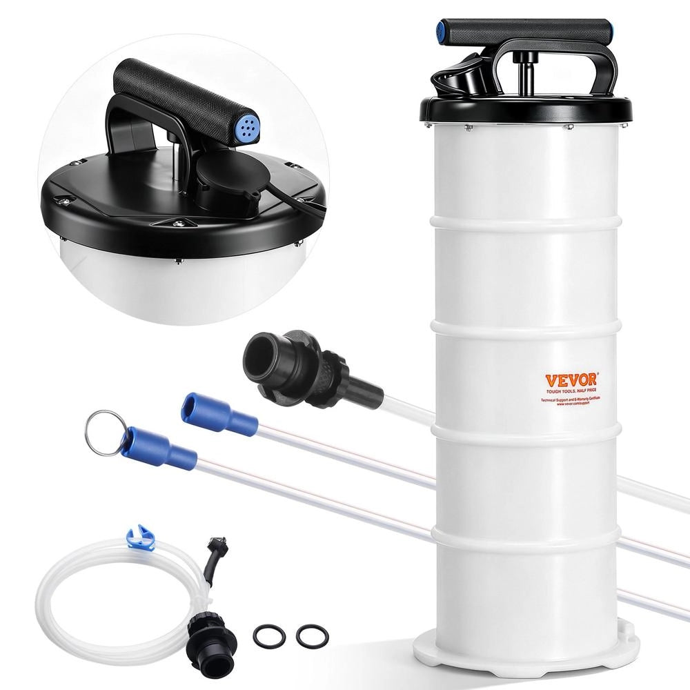 YS-087 Estrattore di Fluidi Pompa a Vuoto Manuale per Cambio Olio 6,5L in Polipropilene Bianco e Nero Pratico per Auto e Officina Fai da Te