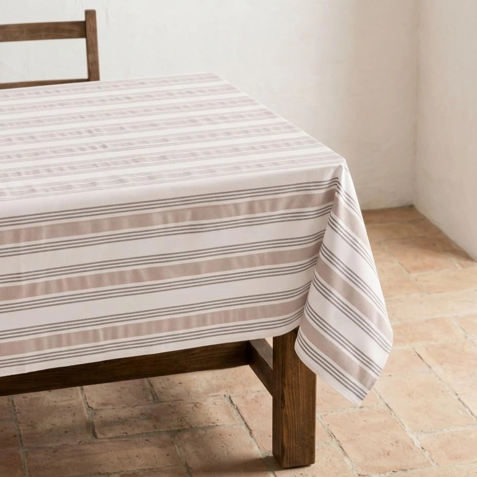Tovaglia a righe, 140x200 cm, resistente alle macchie, in cotone