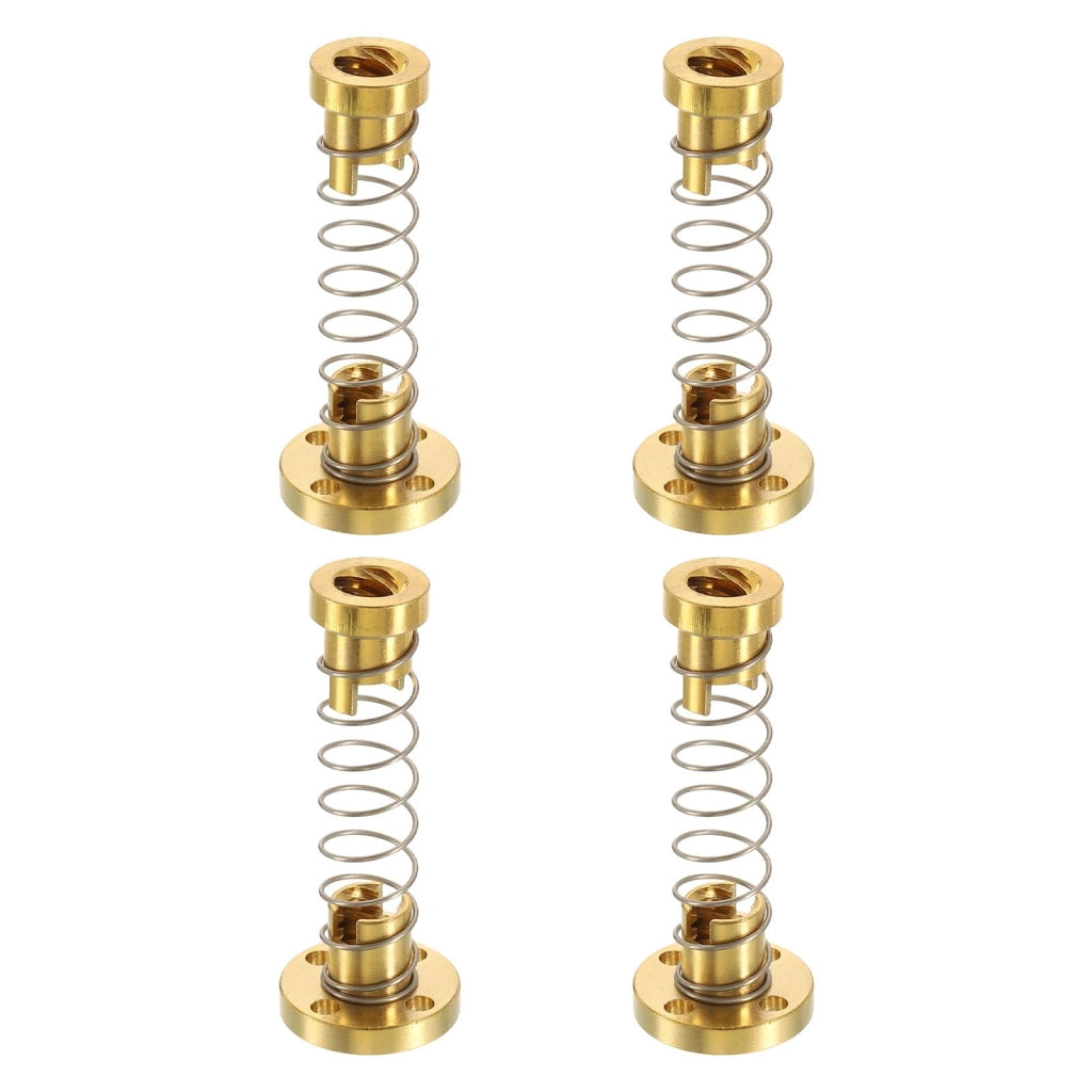 4 dadi in POM (poliacetal) da 8x8 mm, antiriflesso, per viti a filettatura Acme, finitura dorata