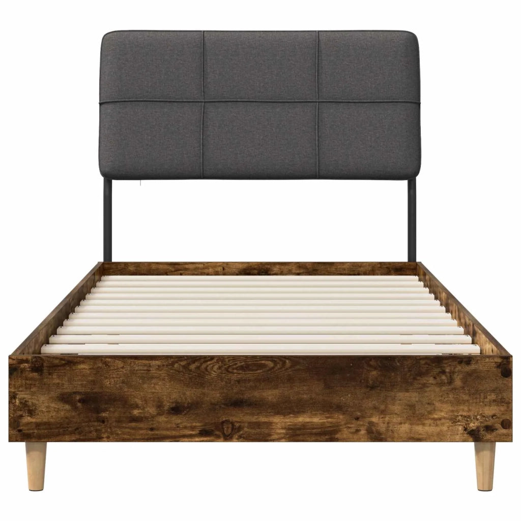 Letto singolo con testiera Rovere affumicato e grigio scuro 8003457