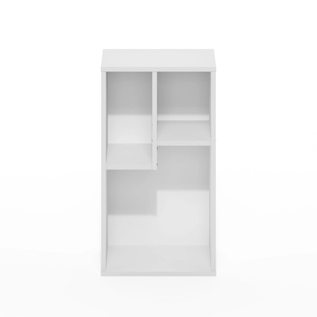 Libreria cubica asimmetrica a 3 ripiani, bianca, 29,79 x 23,8 x 54 cm