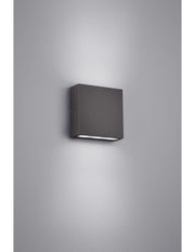 Applique Quadrata Thames Led Doppia Emissione IP54 Antracite 14x14 cm Trio Lighting