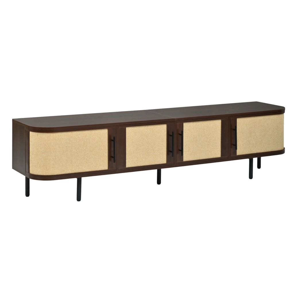 Set di mobili color noce con mobile TV, credenza e armadio alto