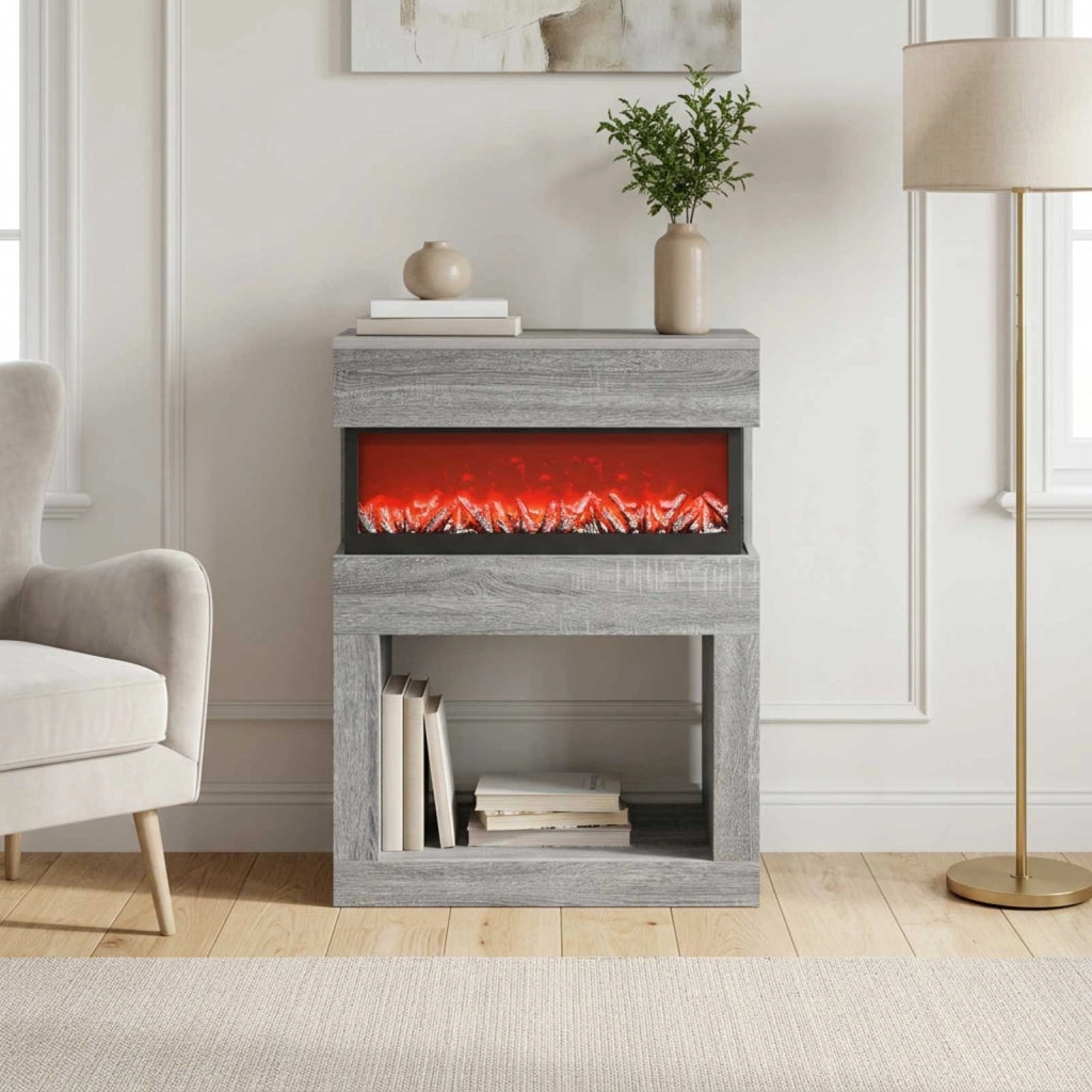 Caminetto elettrico Sonoma grigio 64 x 30 x 87 cm 8021108