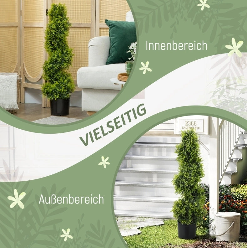 Albero artificiale a spirale da 90 cm con vaso, per interni ed esterni