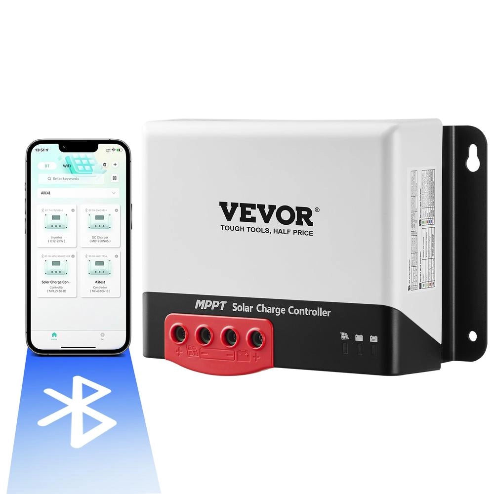 Regolatore di Carica Solare MPPT 50A 12V 24V Automatico per Batterie Gel AGM Litio con Bluetooth MC2450N10-B