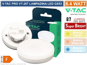 V-Tac VT-207-N Lampadina LED GX53 6,4W Disc SMD - Colore Luce:Bianco Caldo