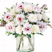Composizione floreale artificiale con peonie e crisantemi, altezza 100 cm, confezione da 5 pezzi