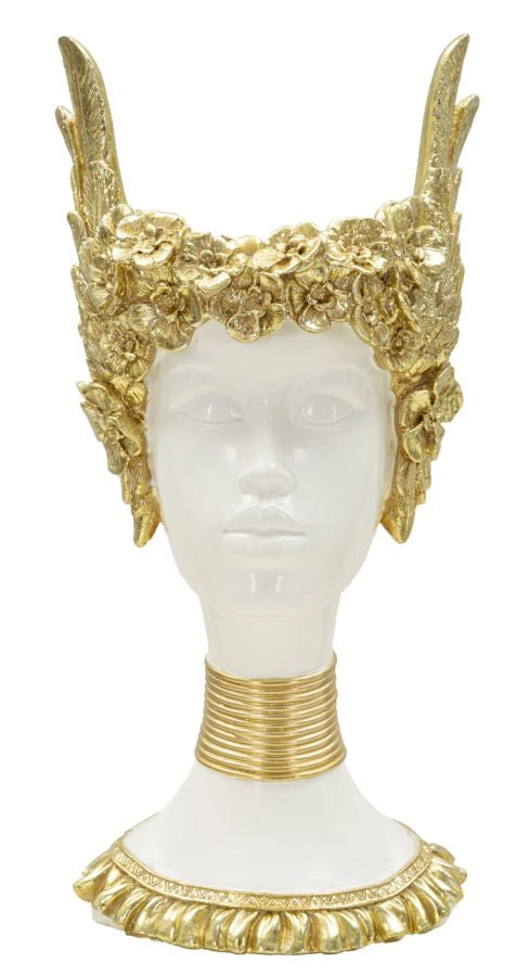 Scultura Busto Donna con Ali Dorate Athena Oro