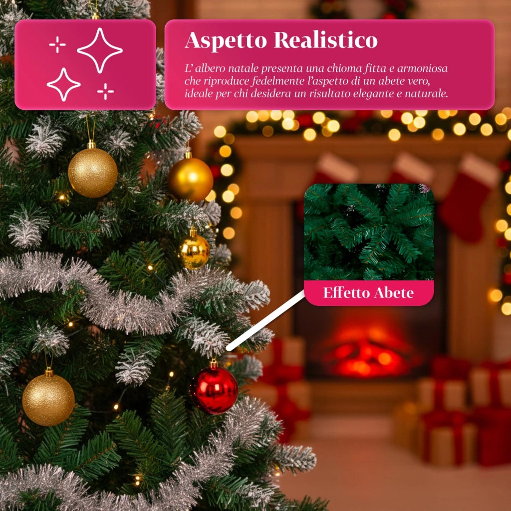 Albero di Natale artificiale, altezza 210 cm, 922 rami, colore verde