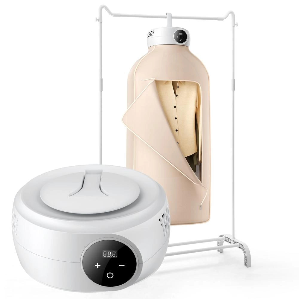 Mini Asciugatrice Portatile Pieghevole 600W GR889 con Riscaldatore PTC e Timer 5 Ore, Compatta Salvaspazio per Casa e Camper, Beige