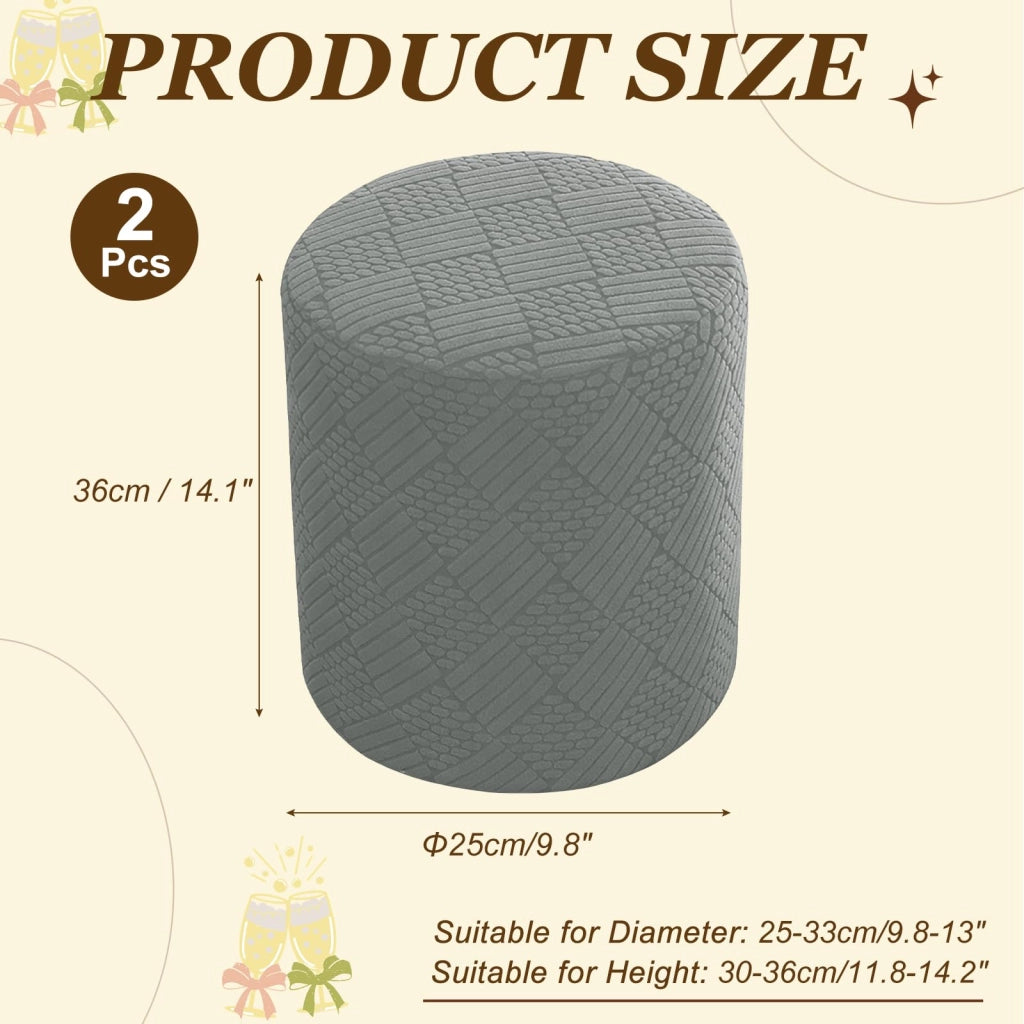 2 coprisacco imbottito rotondi, elasticizzati, diametro 25-33 cm, color grigio scuro