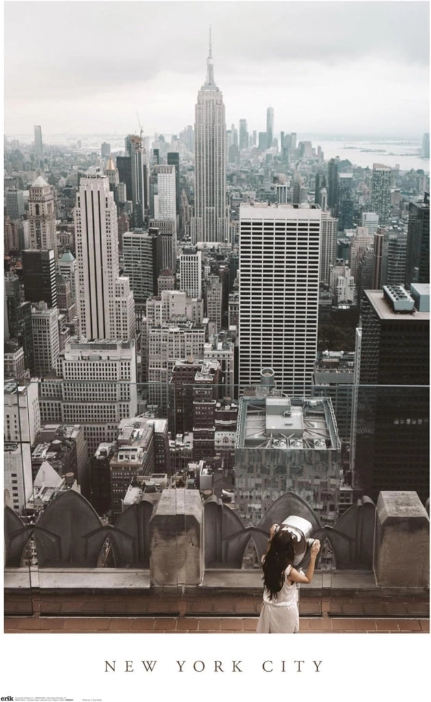 Poster decorativo con la skyline di New York, dimensioni 90x60 cm, carta patinata