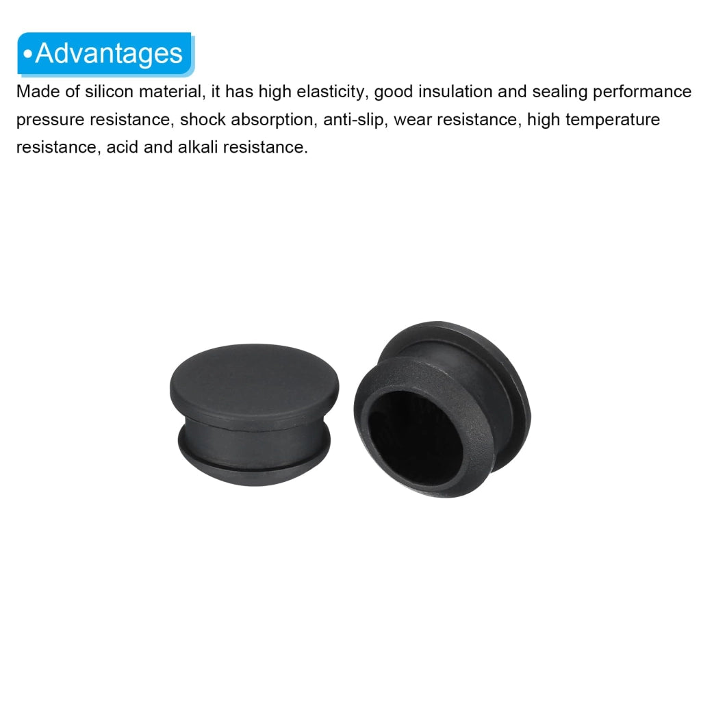 Tappi in silicone, diametro 18 mm, neri, confezione da 10 pezzi