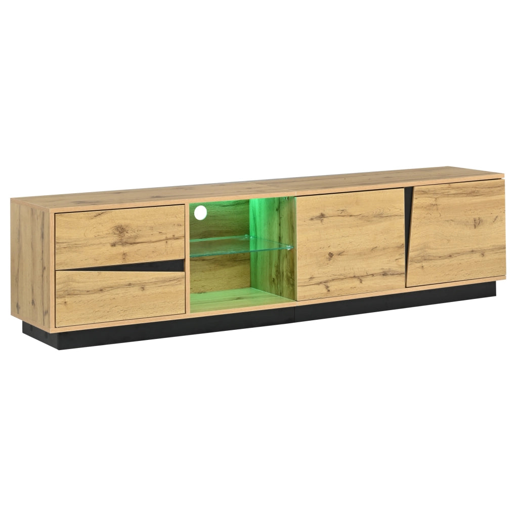 Mobile TV 180 × 35 × 45 cm in MDF con LED, 2 cassetti e 2 ante
