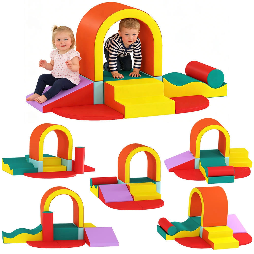 Moduli per motricita bambini 10 pezzi in schiuma EPE e rivestimento PU multicolore per casa e gioco