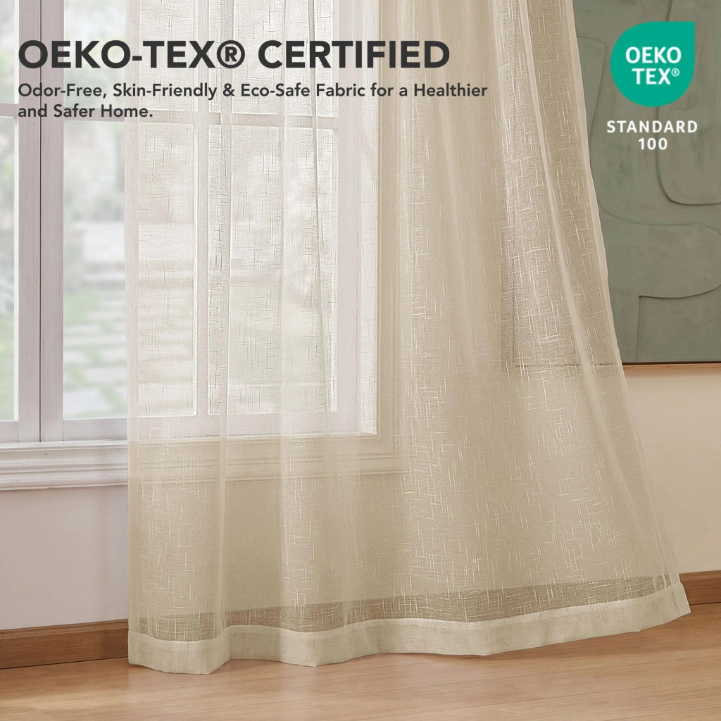 Tende a velo, set da 2, 140x175 cm, color kaki, trasparenti
