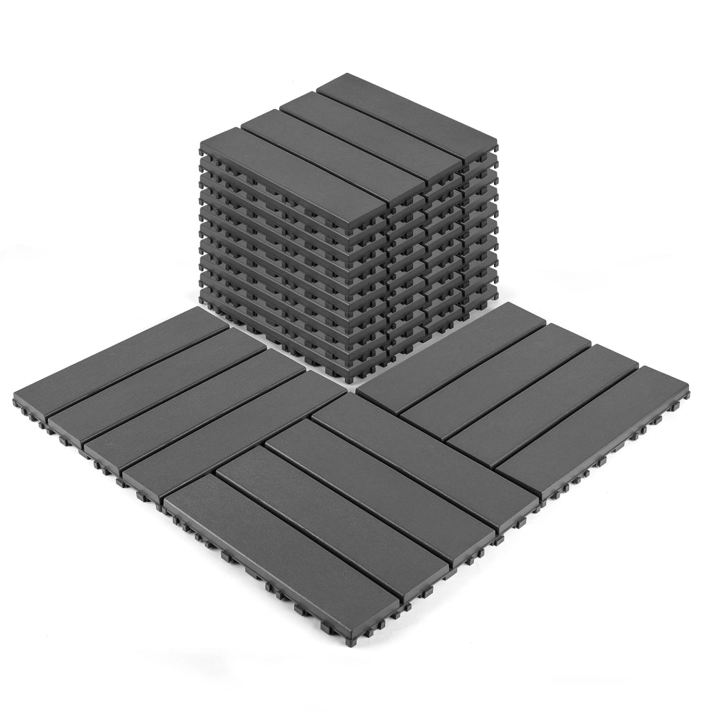 Piastrelle da terrazza ad incastro 30,5 x 30,5 cm grigio scuro 44 pezzi