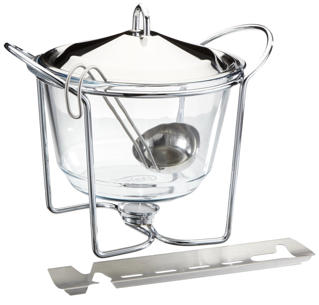 Set per preparare la Feuerzangenbowle, capacità 4 litri, in vetro, acciaio inossidabile, colore argento