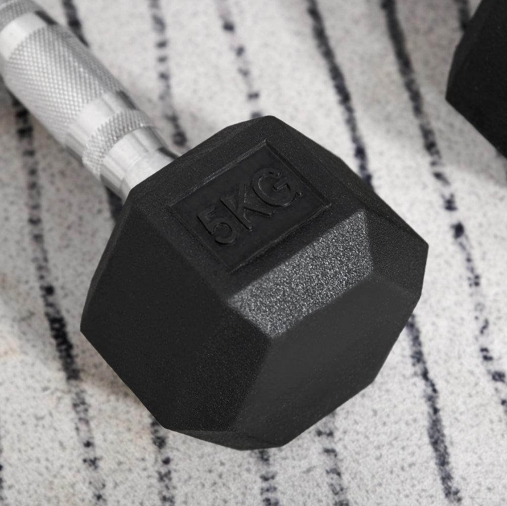 MANUBRI esagonali in metallo nero, set da 2 pezzi da 5 kg
