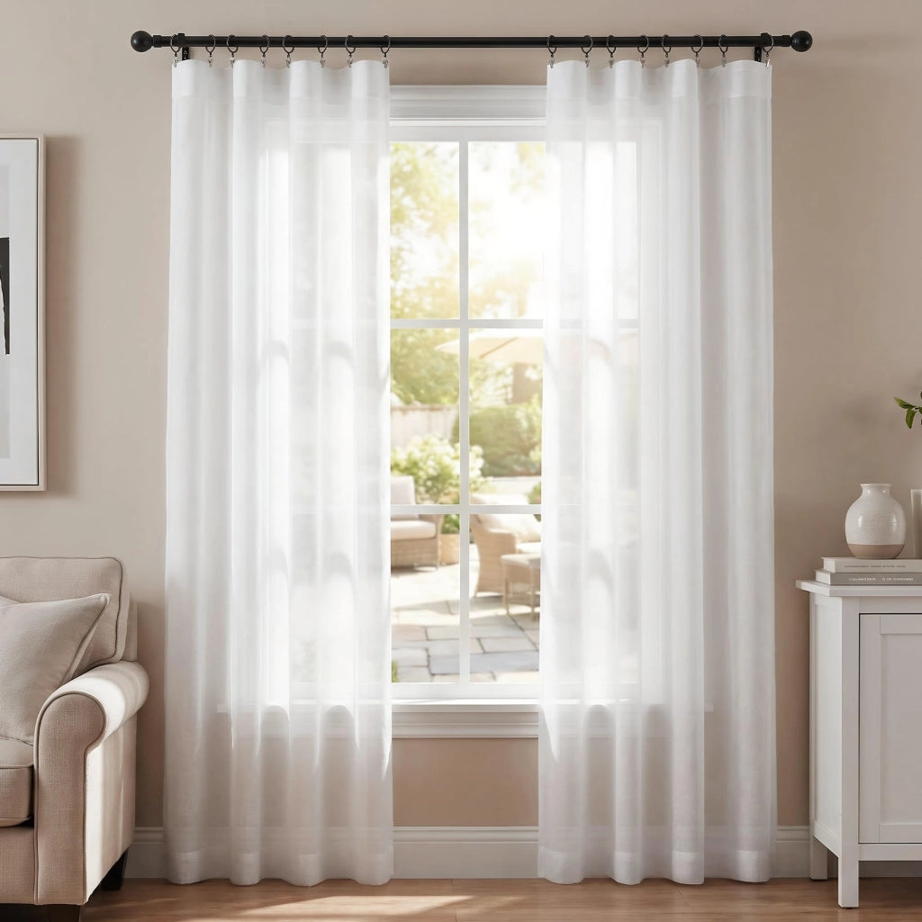 Tende a velo, set da 2, 140x260 cm, trasparenti, bianche, in poliestere