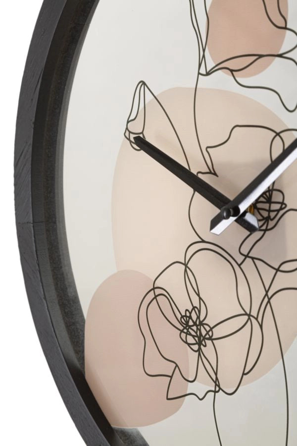 Orologio da Parete Rotondo in Acciaio con Quadrante Floreale Flower -B- Bianco