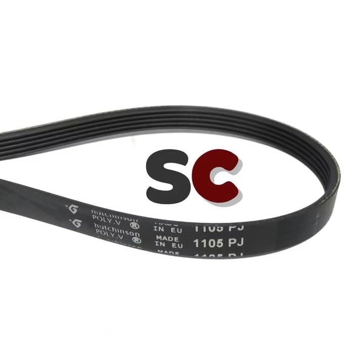 Cinghia per lavatrici, modello 1105 PJ, con fessura a J, lunghezza 1105 mm, elastica