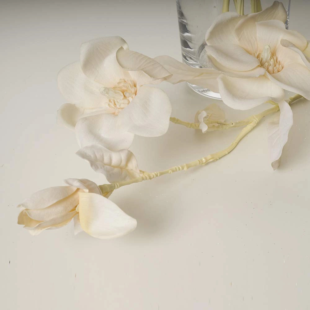 3 magnolie artificiali con effetto glitter, alte 82 cm, color beige, lavabili