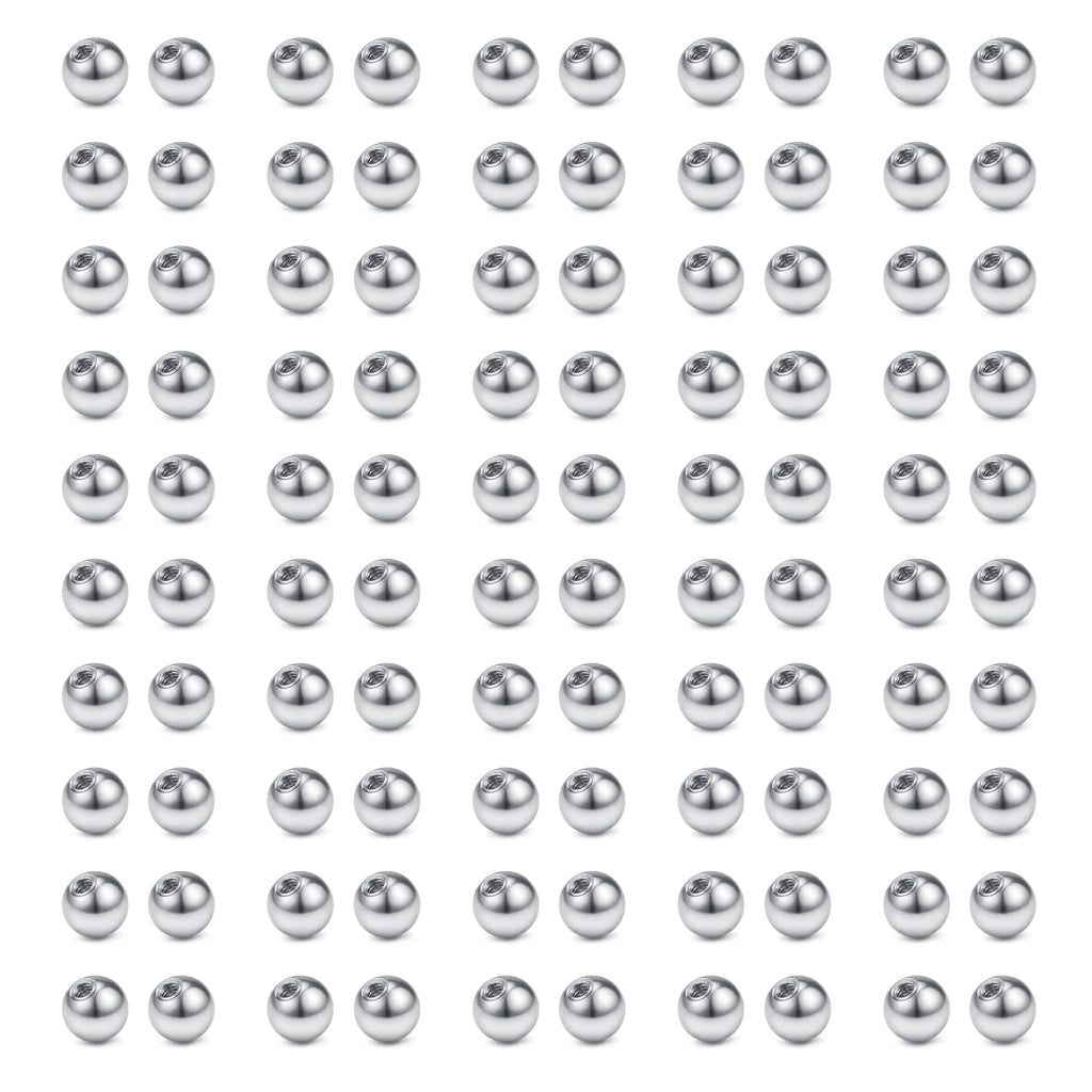 Sfere per piercing, 100 pezzi, acciaio inossidabile, 4 mm, ricambio