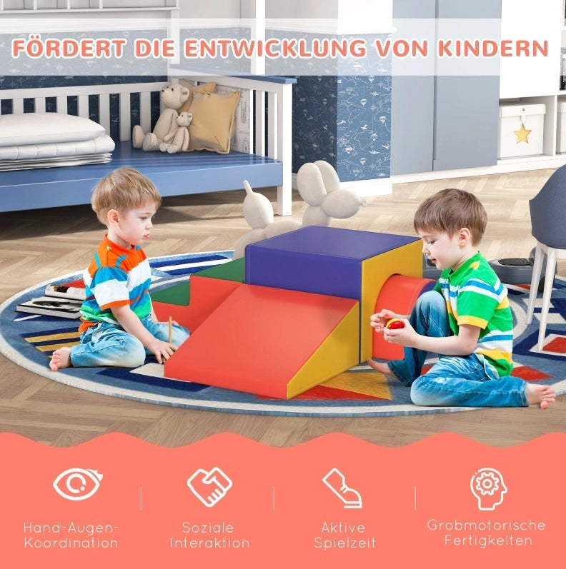 Gioco di motricità per bambini 4 pezzi 150x50x39 cm in similpelle multicolore 1-3 anni