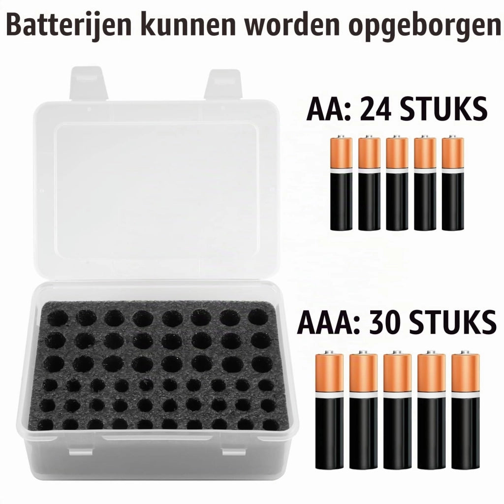 Contenitore in plastica per 54 batterie AA e AAA