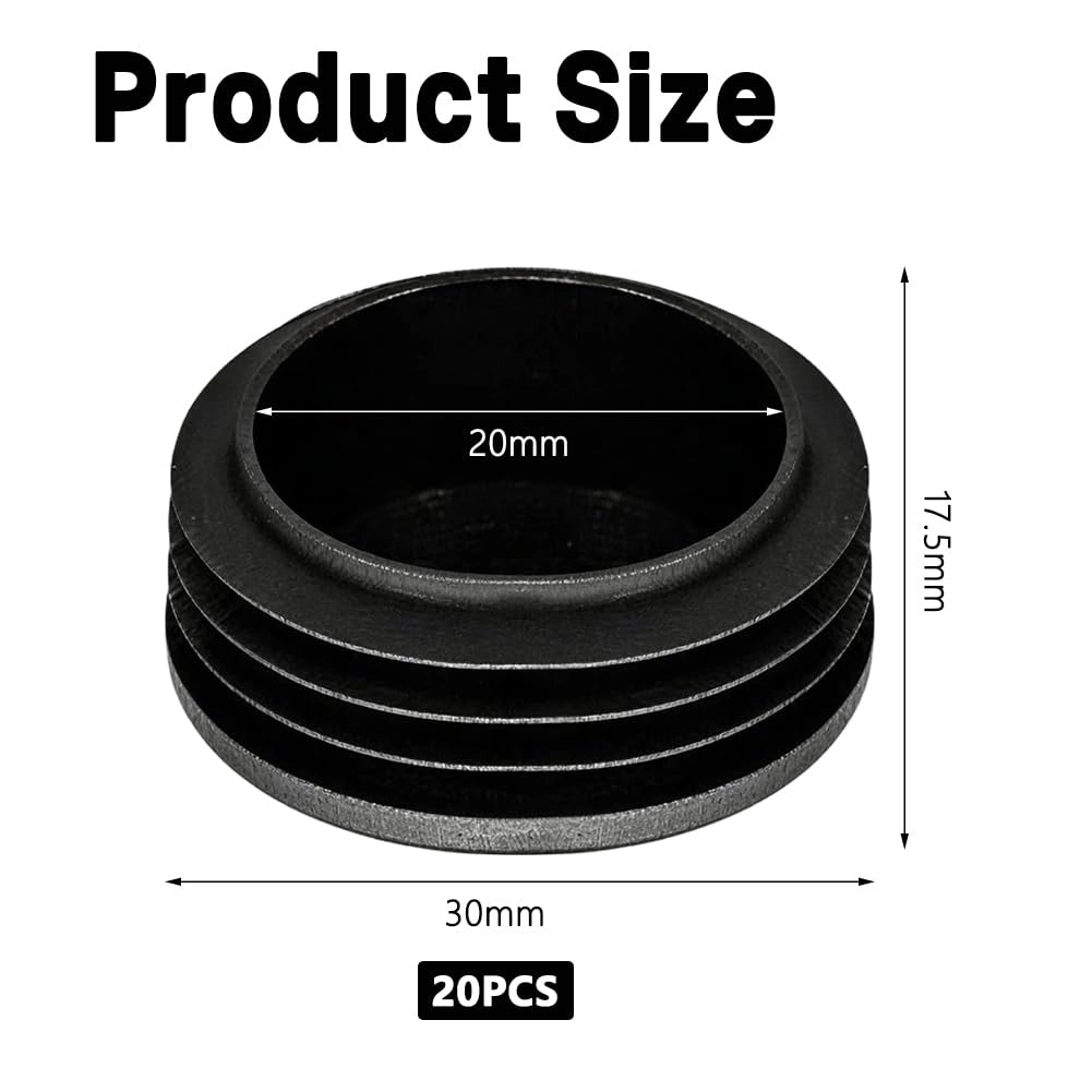 Paraurti a lamelle, forma circolare, diametro circa 30 mm, confezione da 20 pezzi, colore nero, materiale: plastica PE