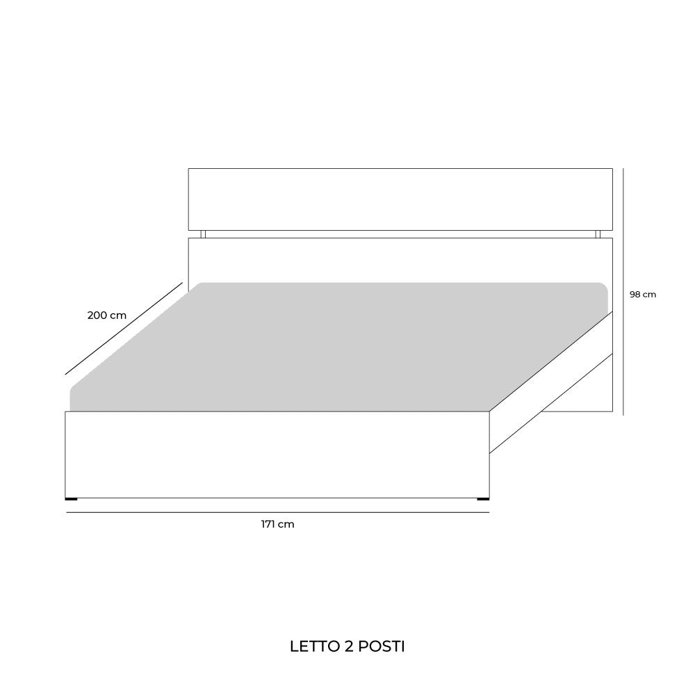 Letto matrimoniale in legno colore noce antico