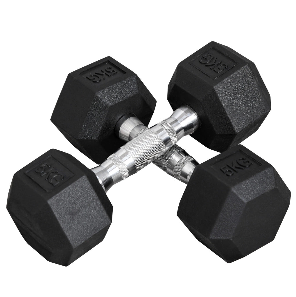 MANUBRI esagonali in metallo nero, set da 2 pezzi da 5 kg