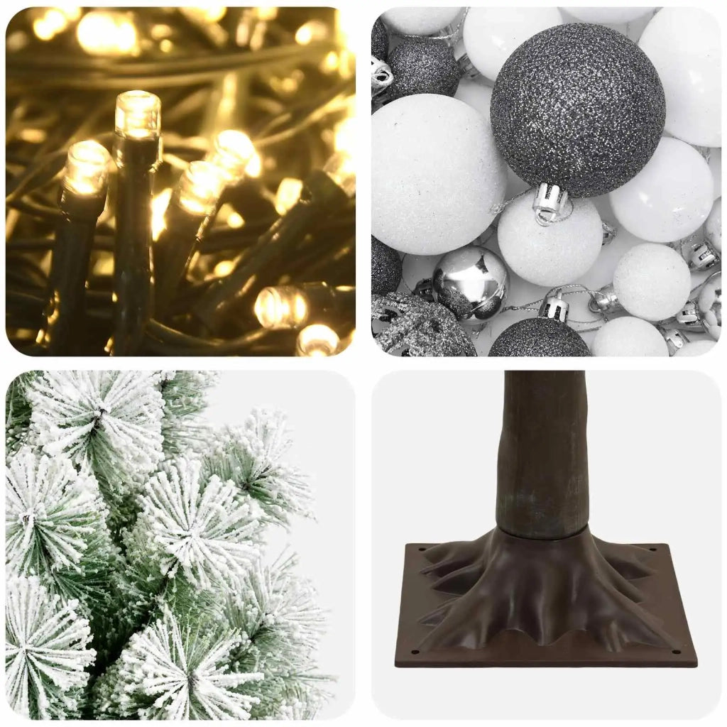 Albero di Natale artificiale con rami snodati e palline 180 cm 3467306