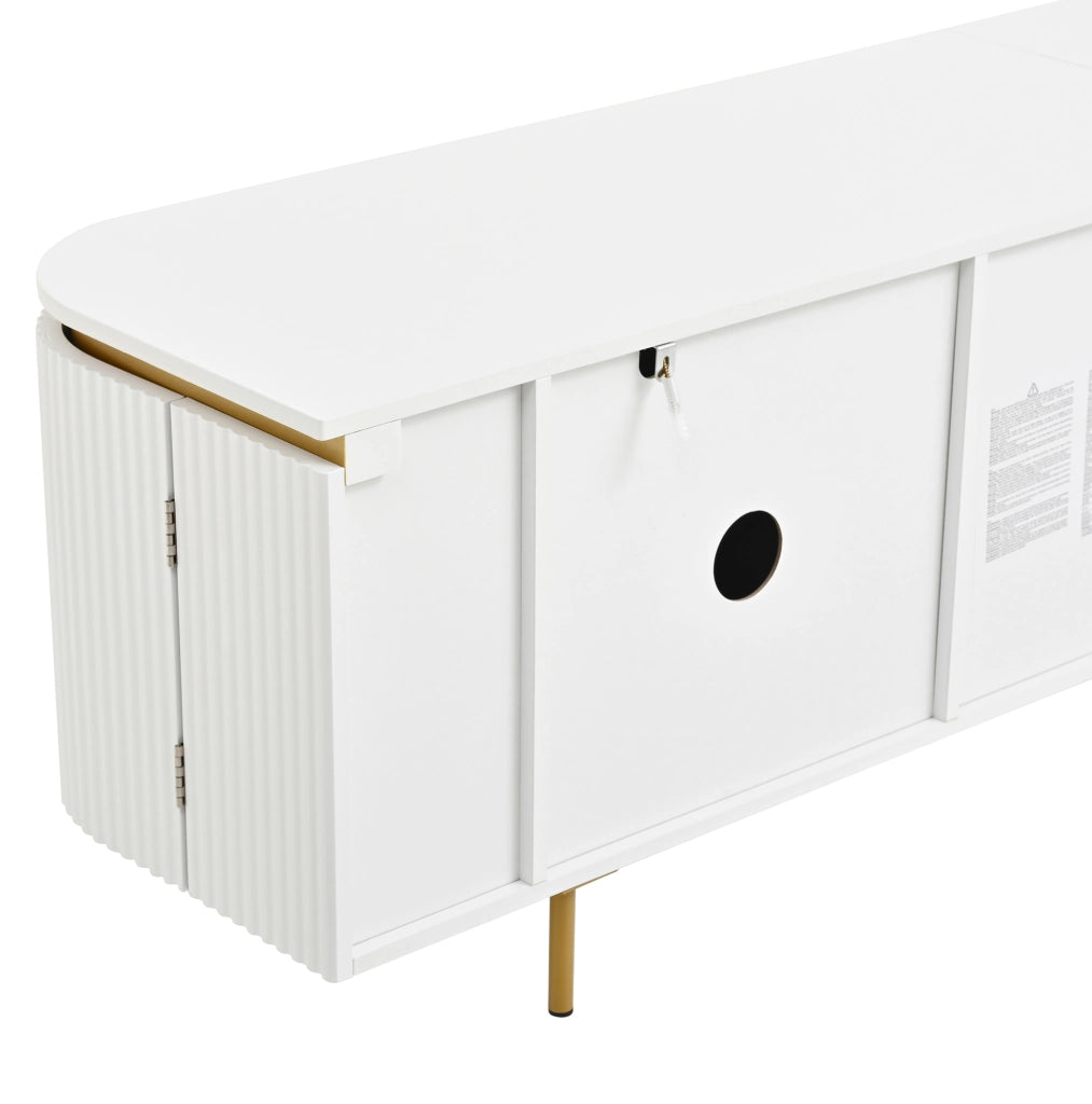Mobile TV bianco 180 cm con 6 ante e passacavi
