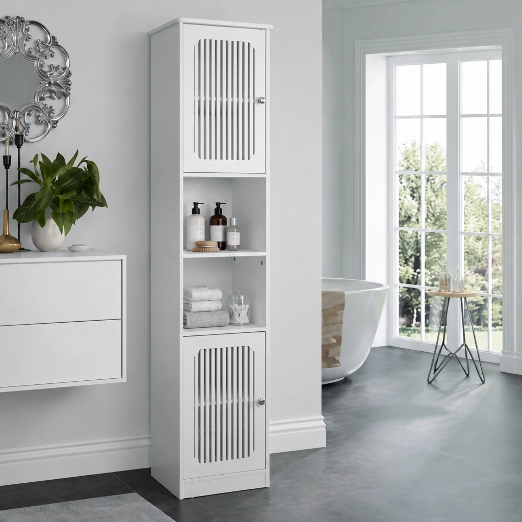 Colonna bagno 163 cm bianca in MDF e truciolare, stretta