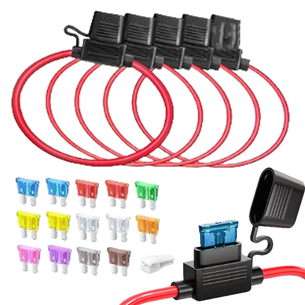 Portafusibili da 16 AWG, confezione da 5 pezzi, 12 V, impermeabile, per auto/camion/moto