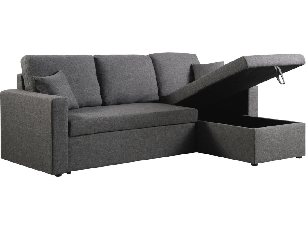 Divano ad angolo convertibile "Alain" - Grigio - 221 x 145 x 85 cm - 3 posti - Grigio