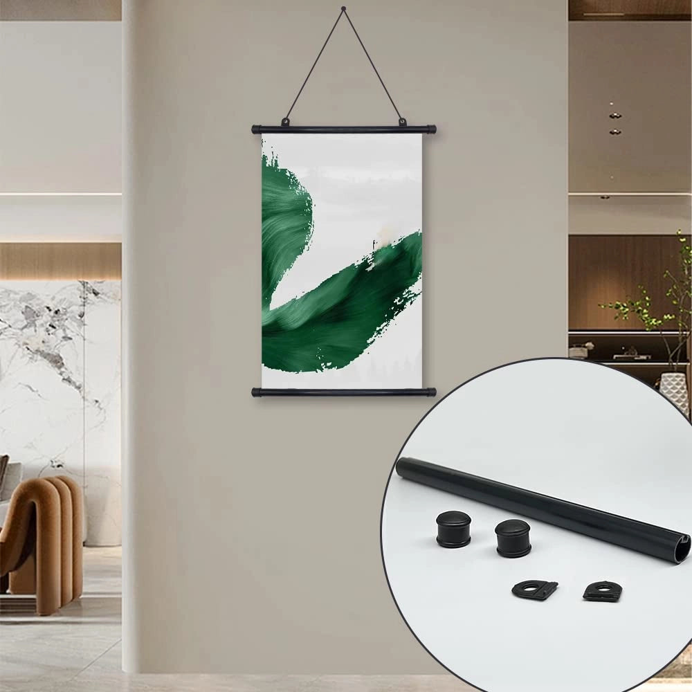 Set di 4 ganci per poster, dimensioni 33 cm, in plastica, colore nero e bianco, leggeri