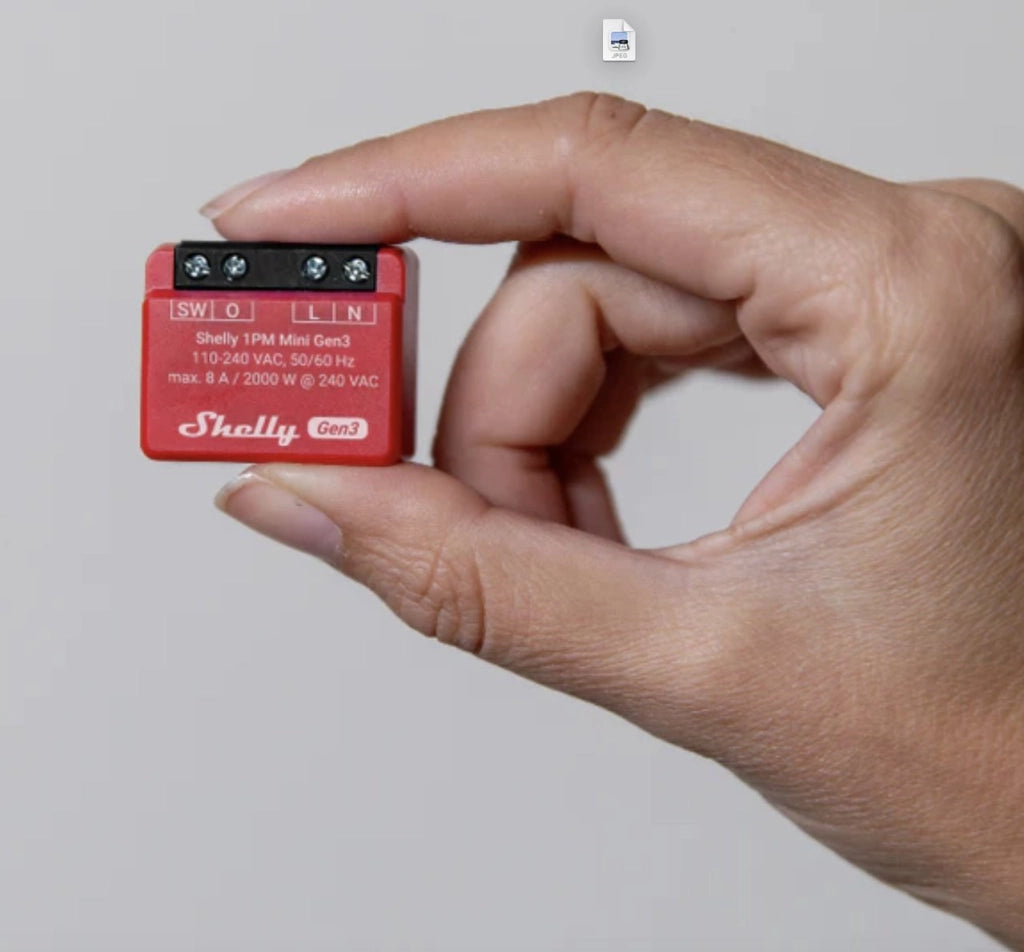 Shelly 1PM Mini Gen3 Kit 2 Pezzi, Interruttore Smart WiFi con Misurazione Consumi, Controllo Remoto da App, Compatibile Alexa e Google Home, Design Compatto