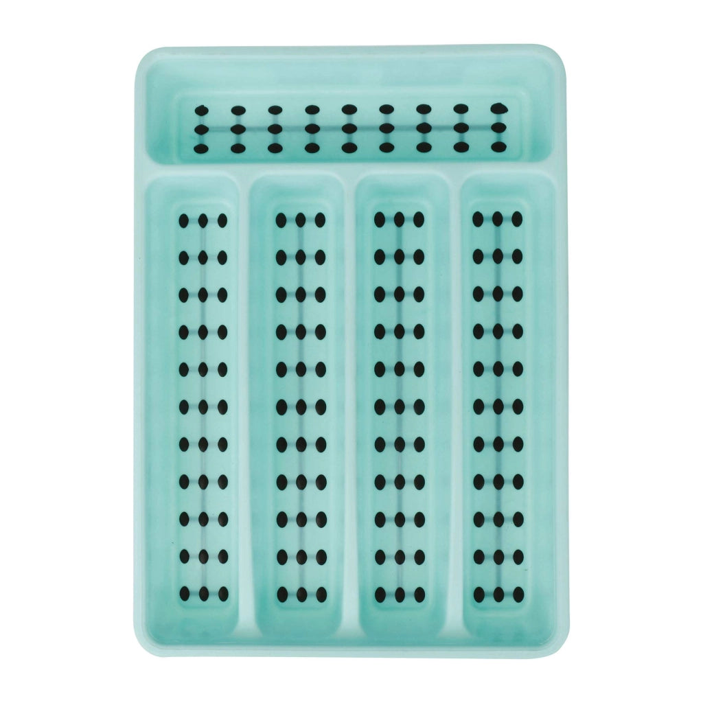 Cestino per posate in plastica, verde, dimensioni 32x22,5x4,5 cm, confezione singola