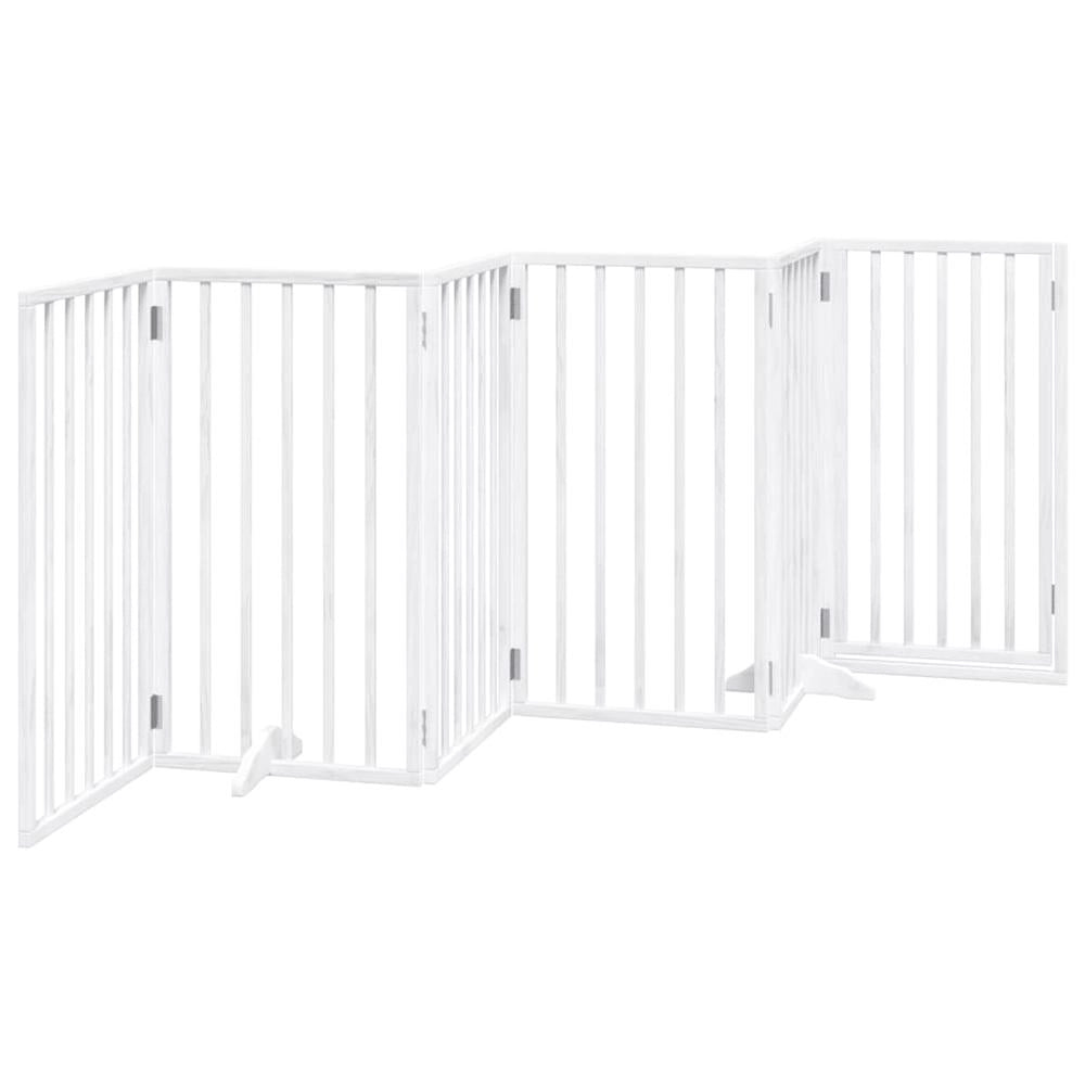 Cancelletto cani con porta pieghevole 6 pannelli bianco 300 cm