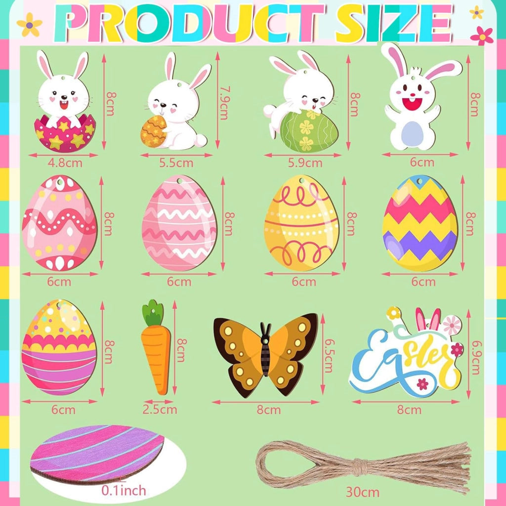 24 uova di legno per Pasqua, da appendere – decorazioni colorate per la primavera e Pasqua