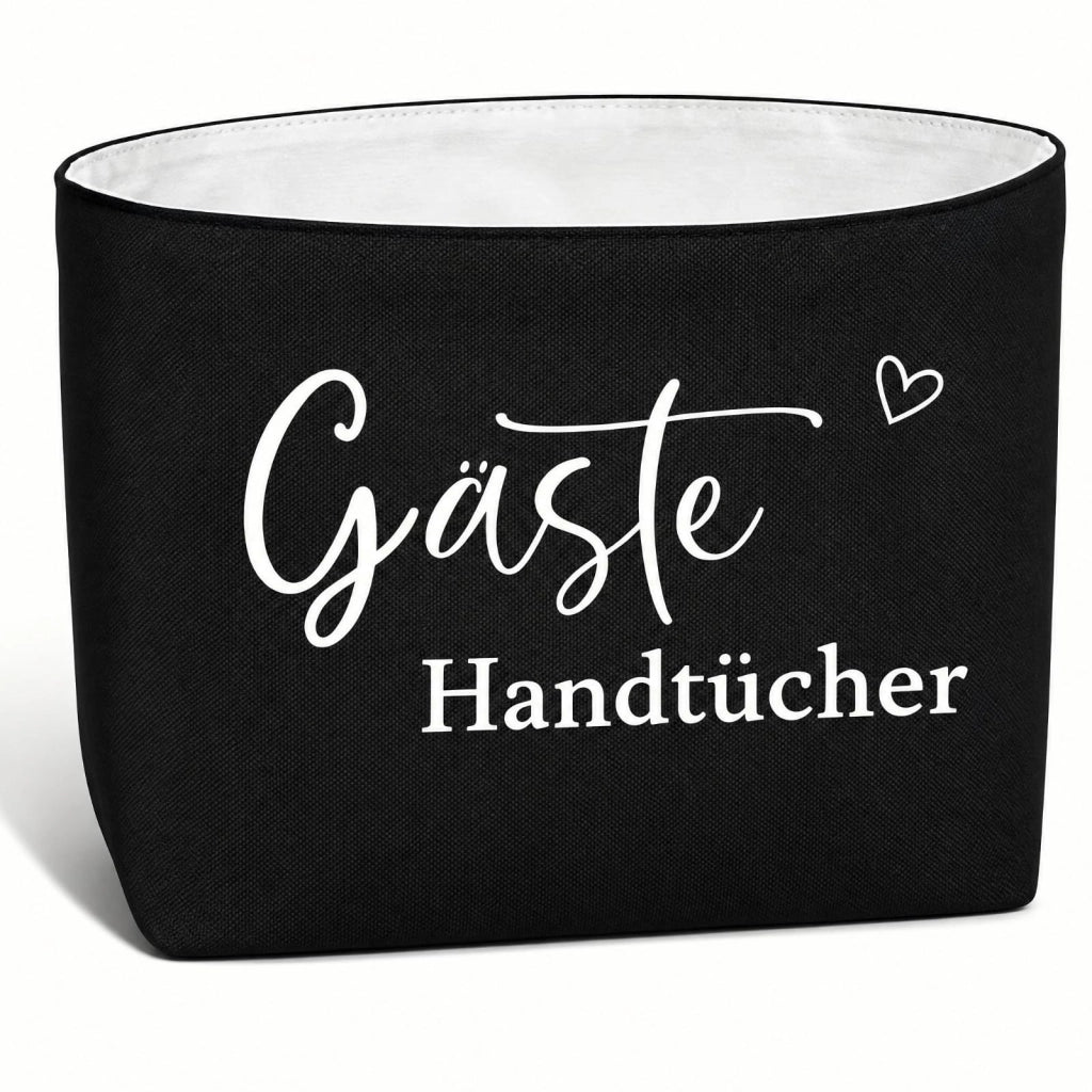 Cesto per asciugamani da bagno in cotone e lino, colore nero, dimensioni 30x20x12 cm